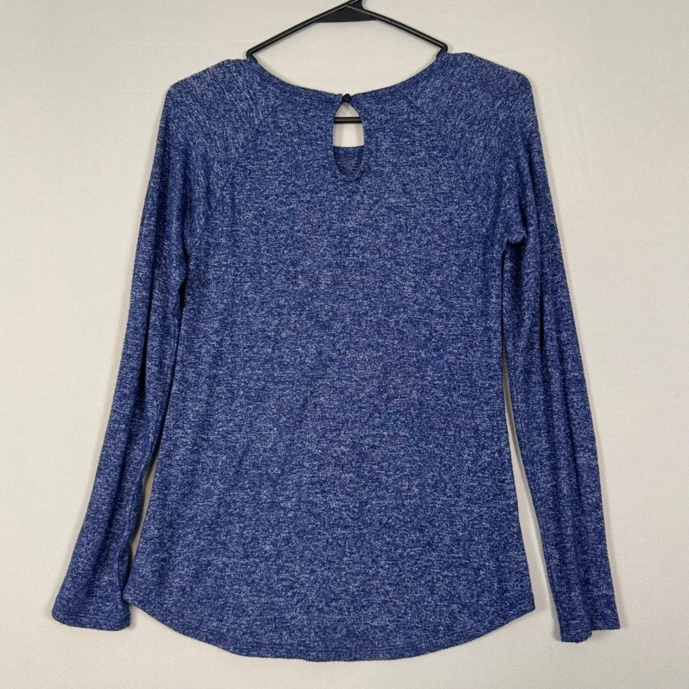 Old Navy Long Sleeve Top Girls XL 14 Blue New Keyhole Back A-Line Knit Shirt